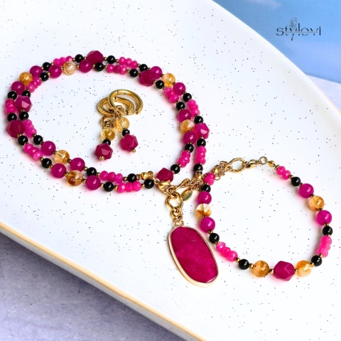 naszyjnik Vivid: turmalin, cytryn, agat, jadeit, hematyt