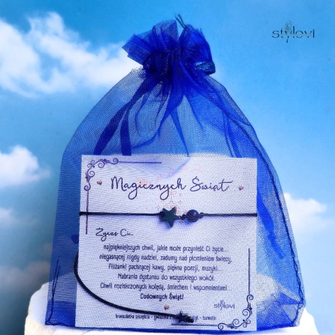 świąteczna bransoletka SZCZĘŚCIA OCHRONNA - talizman szczęścia czarny sznurek, turmalin, hematyt