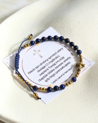 bransoletka RÓŻANIEC: lapis lazuli, hematyt