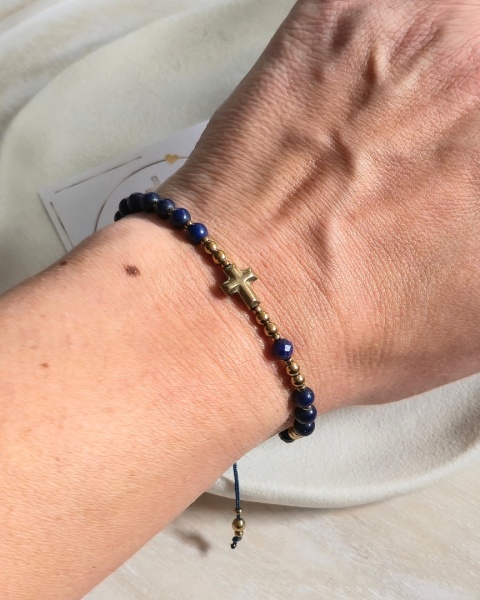 bransoletka RÓŻANIEC: lapis lazuli, hematyt