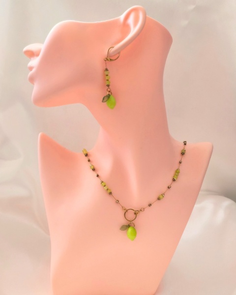 naszyjnik regulowany LIMONKA: jadeit, hematyt (ok. 53-54 cm)