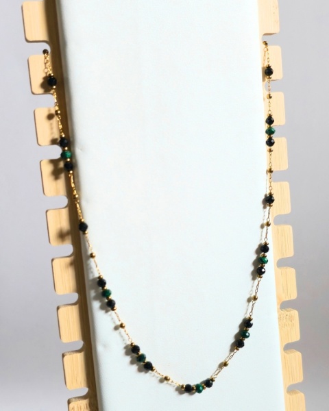 naszyjnik OCHRONA I HARMONIA malachit, turmalin, hematyt (ok. 44-49 cm)